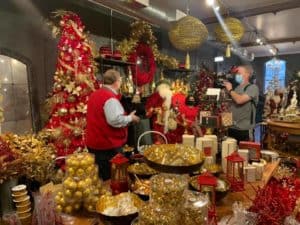 Steve Neubaurer and Mikey Hood Filming Inside Neubauer's Flowers & Market Place 